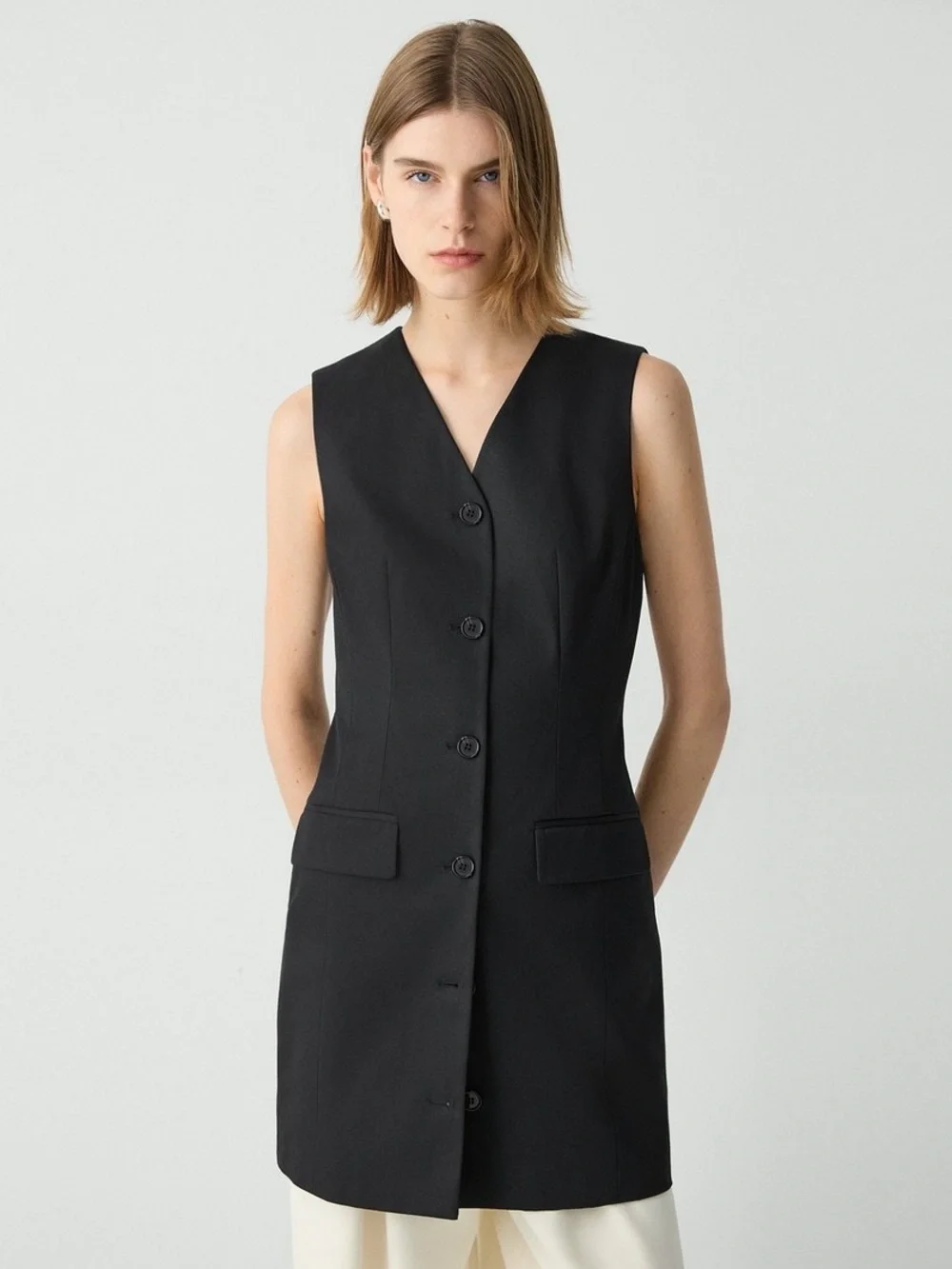 Theory Sleeveless Blazer Dress in Cotton Chino Size 00